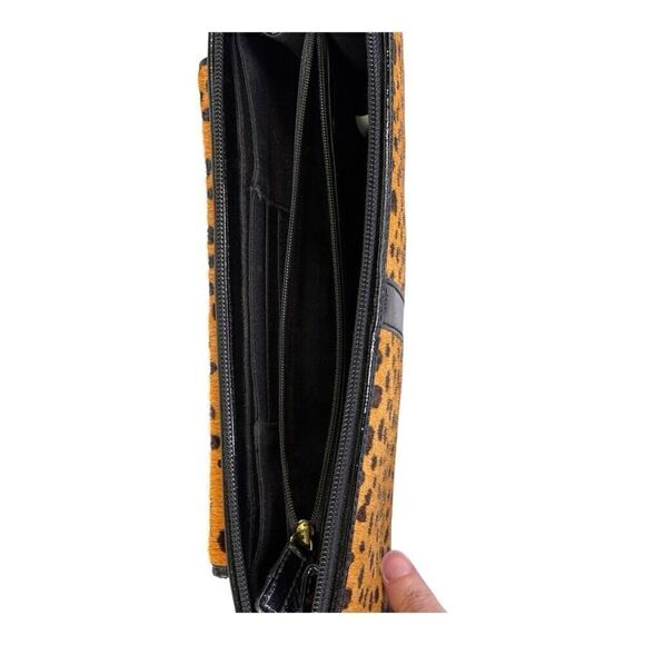 Vintage Talbots Wristlet Wallet Clutch Cheetah Animal Print Calf Hair Patent Lea - Picture 14 of 16